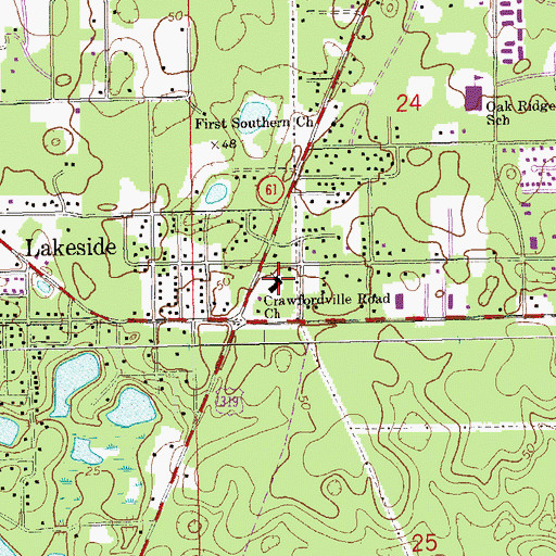 Topographic Map of Crawfordville Road Church, FL