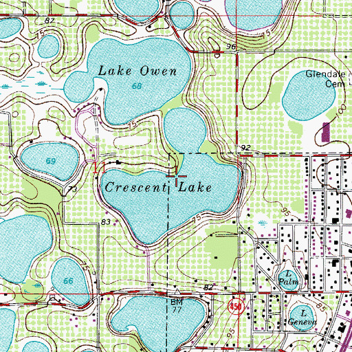 Topographic Map of Crescent Lake, FL