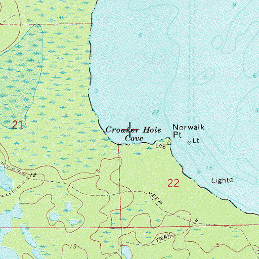 Topographic Map of Croaker Hole Cove, FL