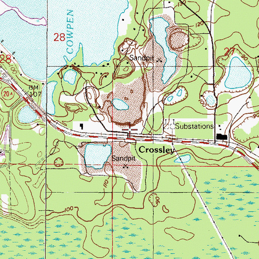 Topographic Map of Crossley, FL