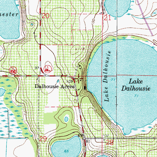 Topographic Map of Dalhousie Acres, FL