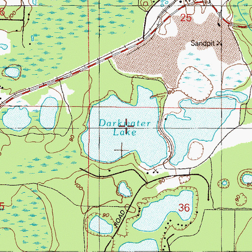 Topographic Map of Darkwater Lake, FL