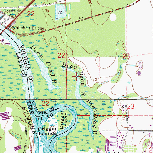 Topographic Map of Dean Dead River, FL