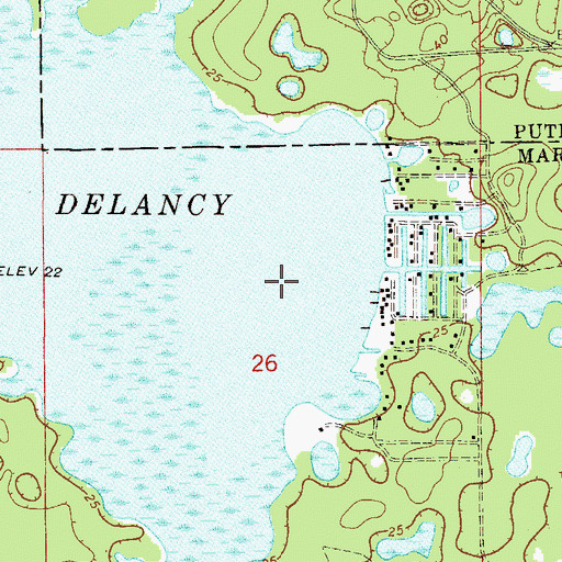Topographic Map of Lake Delancy, FL