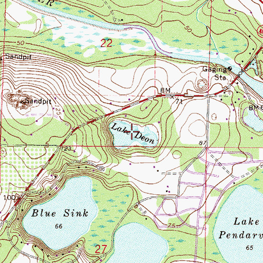 Topographic Map of Lake Deon, FL