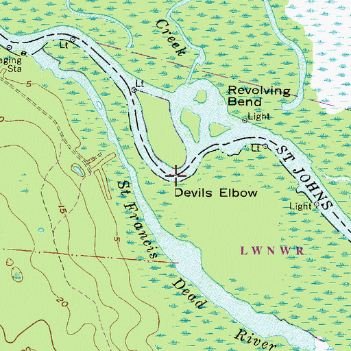Topographic Map of Devils Elbow, FL