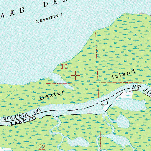 Topographic Map of Dexter Island, FL