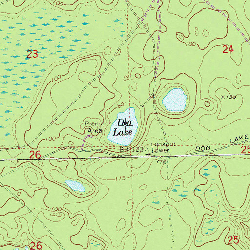Topographic Map of Dog Lake, FL