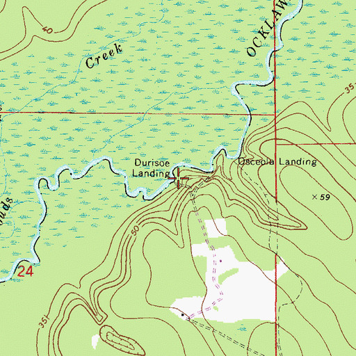 Topographic Map of Durisoe Landing, FL