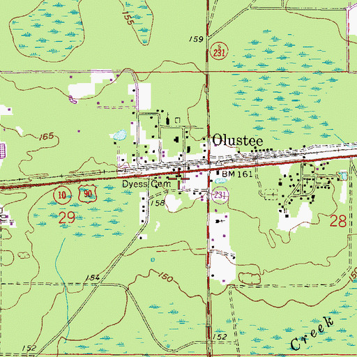 Topographic Map of Dyess Cemetery, FL