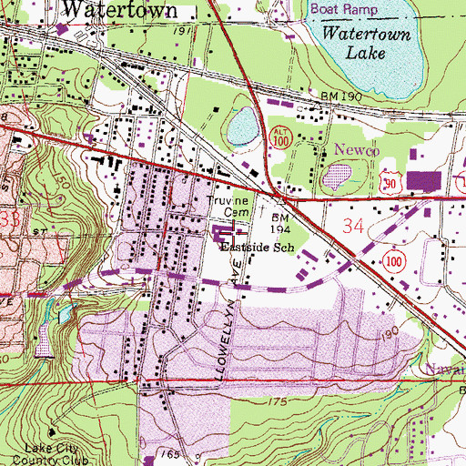 Topographic Map of Eastside Elementary School, FL
