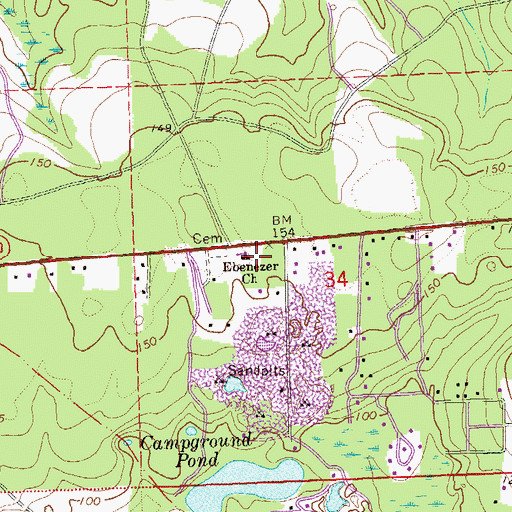Topographic Map of Ebenezer Church, FL
