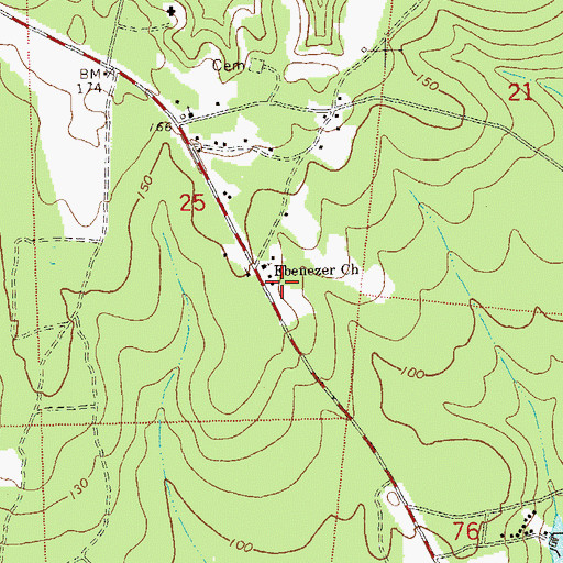 Topographic Map of Ebenezer Church, FL
