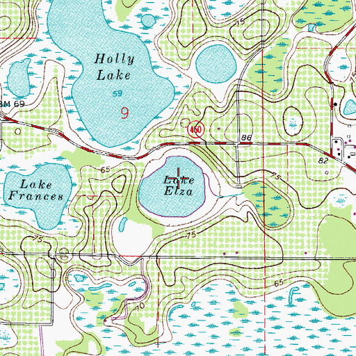 Topographic Map of Lake Elza, FL