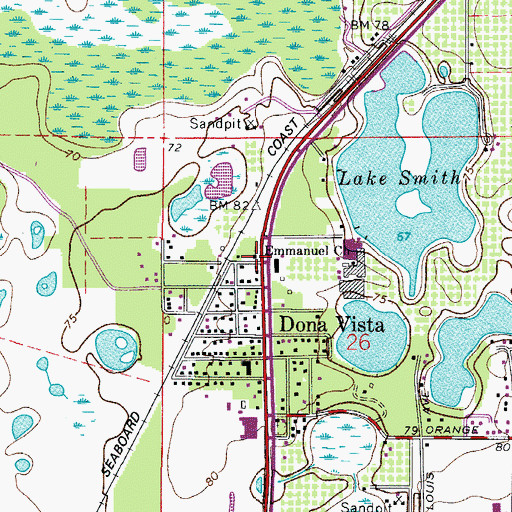 Topographic Map of Emmanuel Church, FL