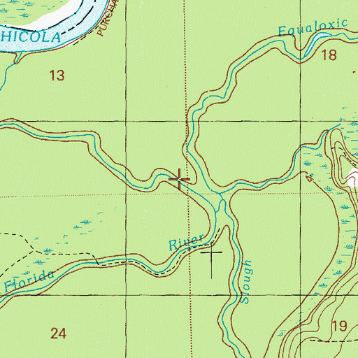 Topographic Map of Equaloxic Creek, FL