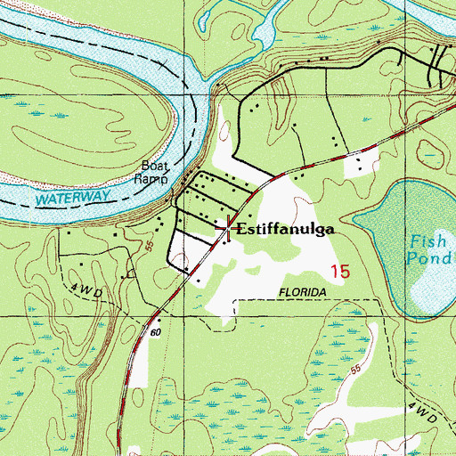 Topographic Map of Estiffanulga, FL