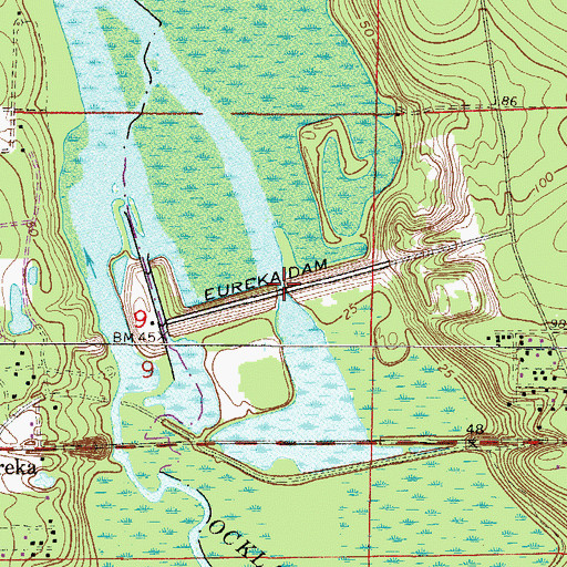 Topographic Map of Eureka Dam, FL
