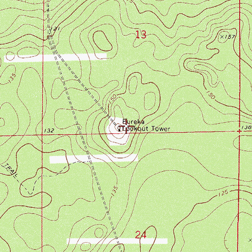 Topographic Map of Eureka Lookout Tower, FL