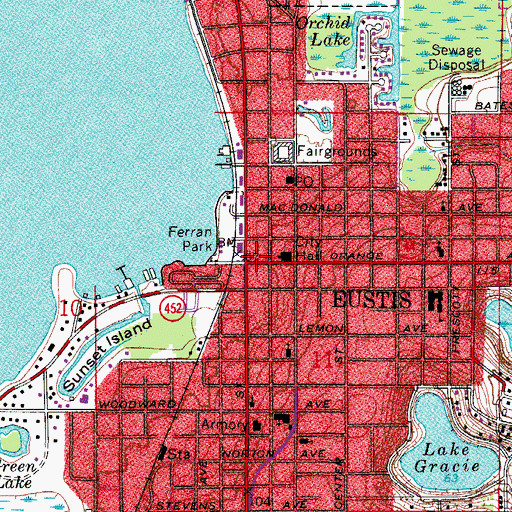 Topographic Map of Eustis, FL