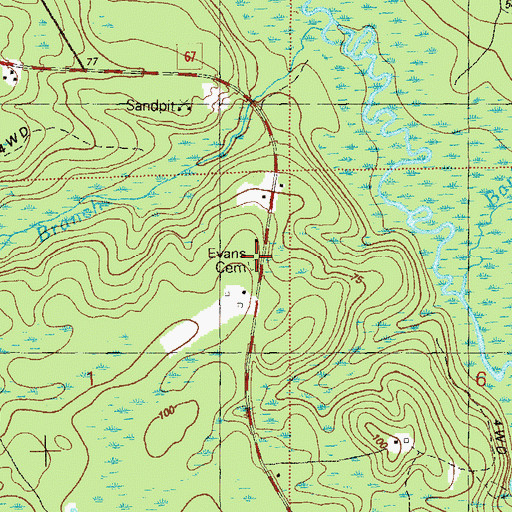 Topographic Map of Evans Cemetery, FL