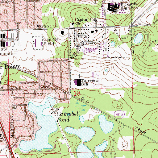 Topographic Map of Fairview School, FL