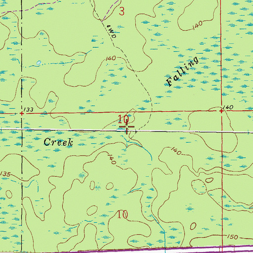 Topographic Map of Falling Creek, FL