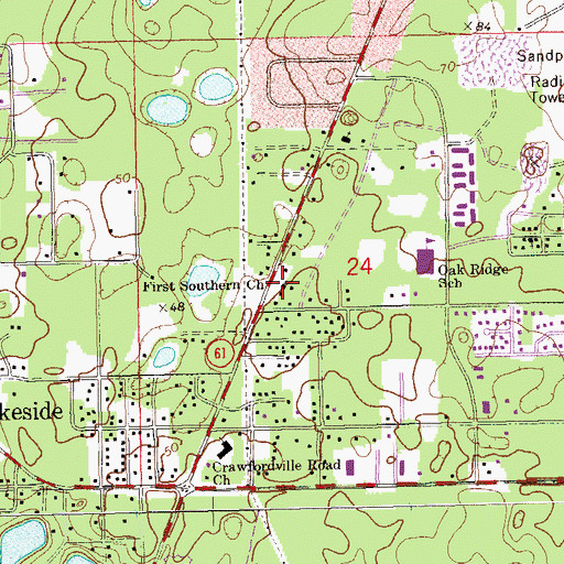 Topographic Map of First Southern Church, FL