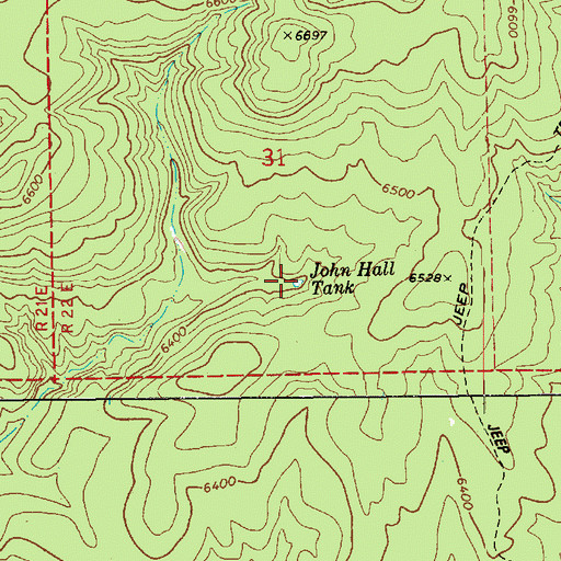 Topographic Map of John Hall Tank, AZ