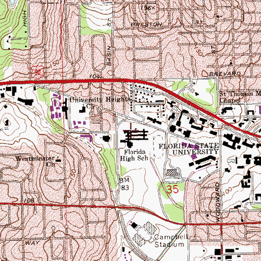 Topographic Map of Florida High School, FL