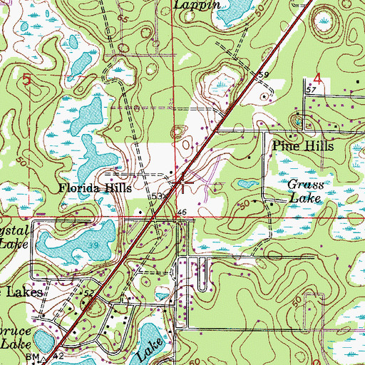 Topographic Map of Florida Hills, FL