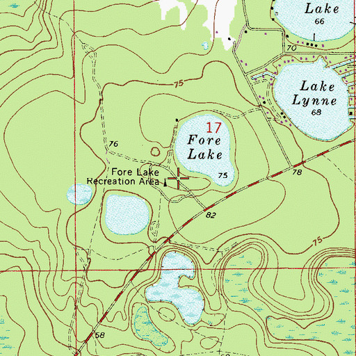 Topographic Map of Fore Lake Recreation Area, FL