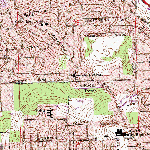 Topographic Map of Forest Heights Church, FL