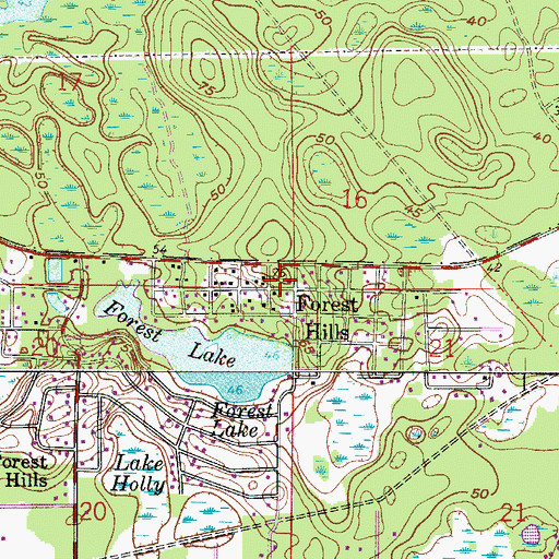 Topographic Map of Forest Hills, FL