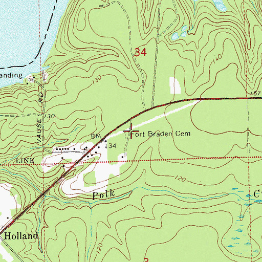 Topographic Map of Fort Braden Cemetery, FL