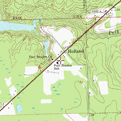 Topographic Map of Fort Braden School, FL