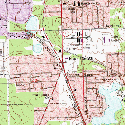 Topographic Map of Four Points, FL