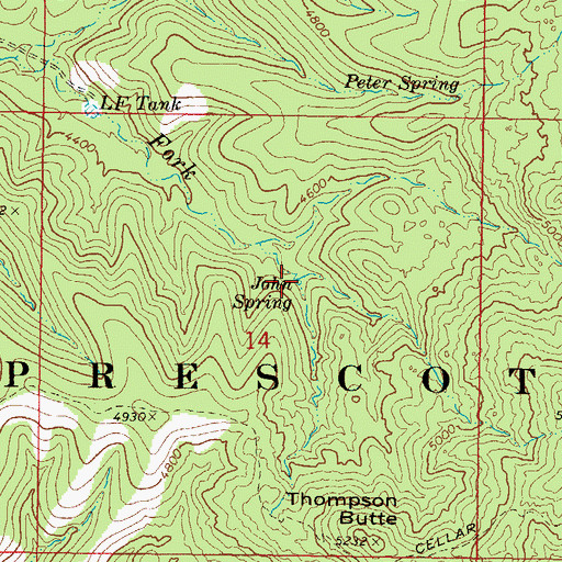 Topographic Map of John Spring, AZ