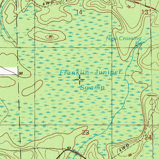 Topographic Map of Franklin Juniper Swamp, FL