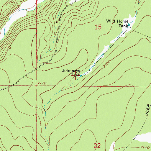 Topographic Map of Johnneys Tank, AZ