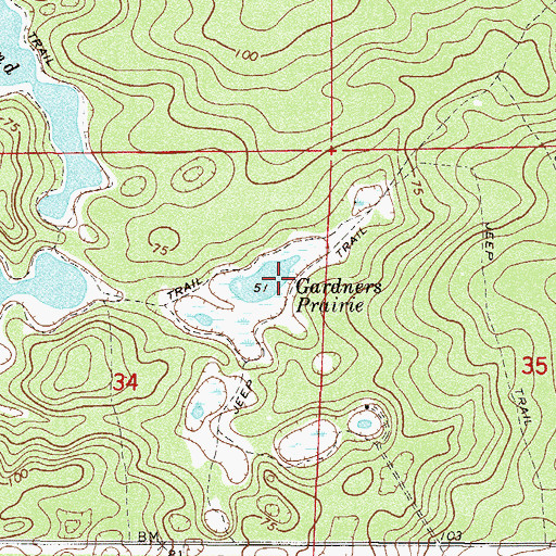 Topographic Map of Gardners Prairie, FL