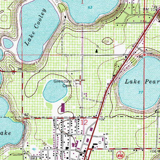 Topographic Map of Glendale Cemetery, FL
