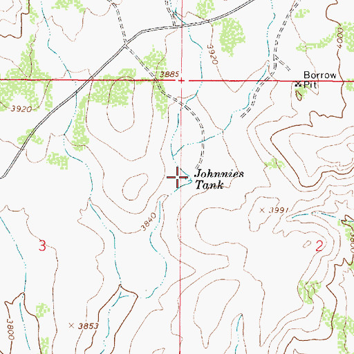 Topographic Map of Johnnies Tank, AZ