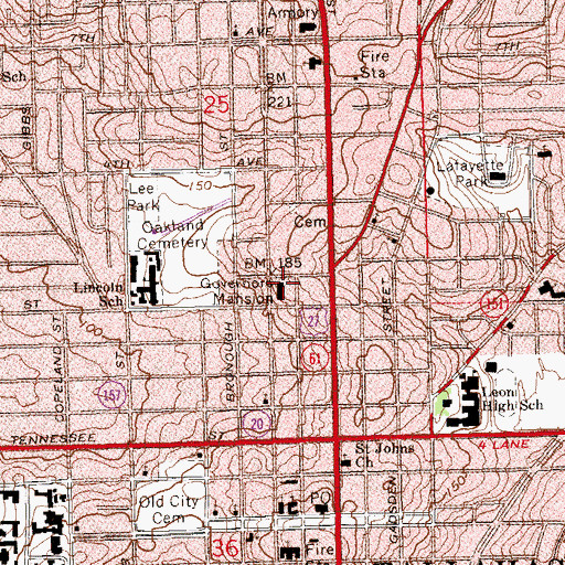 Topographic Map of Governors Mansion, FL