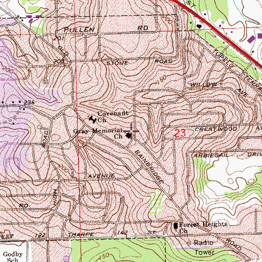 Topographic Map of Gray Memorial Church, FL