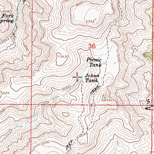 Topographic Map of Johns Tank, AZ