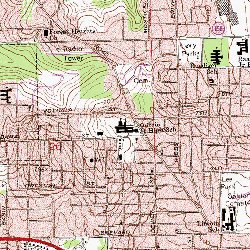 Topographic Map of Griffin Middle School, FL