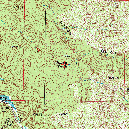 Topographic Map of Johns Tank, AZ