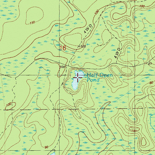 Topographic Map of Half Open Pond, FL
