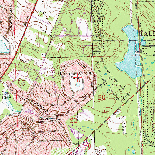 Topographic Map of Harriman Circle Park, FL